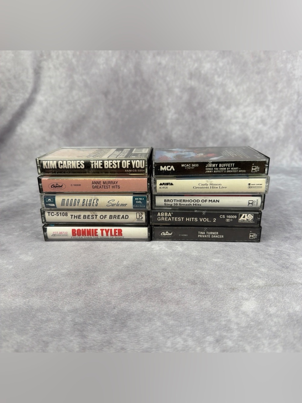 Vintage Cassette Tape Lot ABBA Jimmy Buffett Bonnie Tyler Carly Simon 10